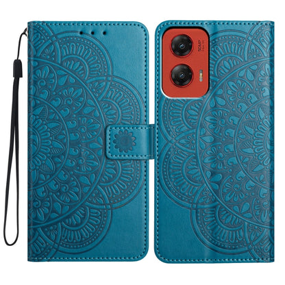 For Motorola Moto G Stylus 5G 2024 Flower Embossed Leather Phone Case(Blue) by buy2fix