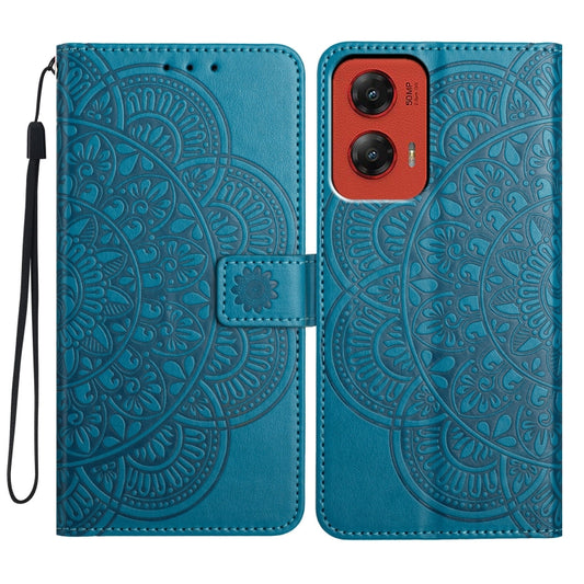 For Motorola Moto G Stylus 5G 2024 Flower Embossed Leather Phone Case(Blue) by buy2fix