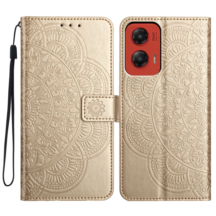 For Motorola Moto G Stylus 5G 2024 Flower Embossed Leather Phone Case(Gold) by buy2fix