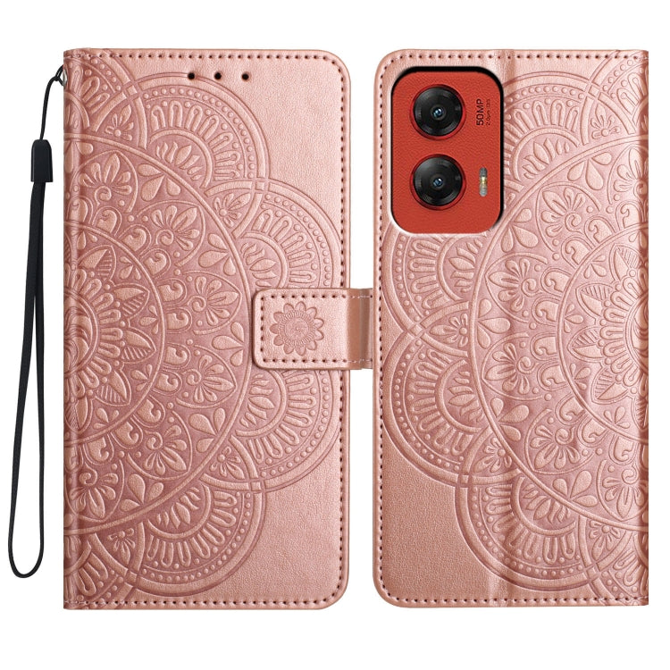 For Motorola Moto G Stylus 5G 2024 Flower Embossed Leather Phone Case(Rose Gold) by buy2fix