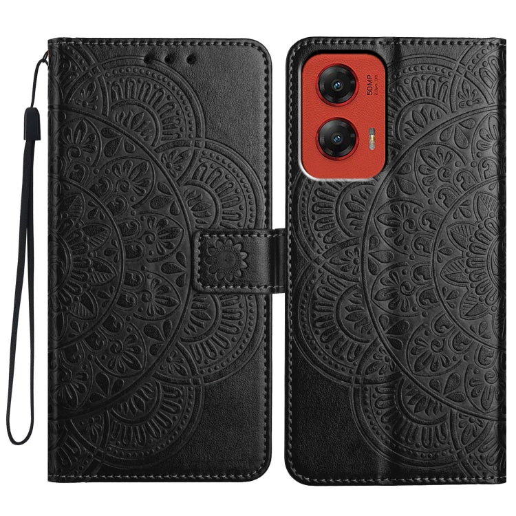 For Motorola Moto G Stylus 5G 2024 Flower Embossed Leather Phone Case(Black) by buy2fix
