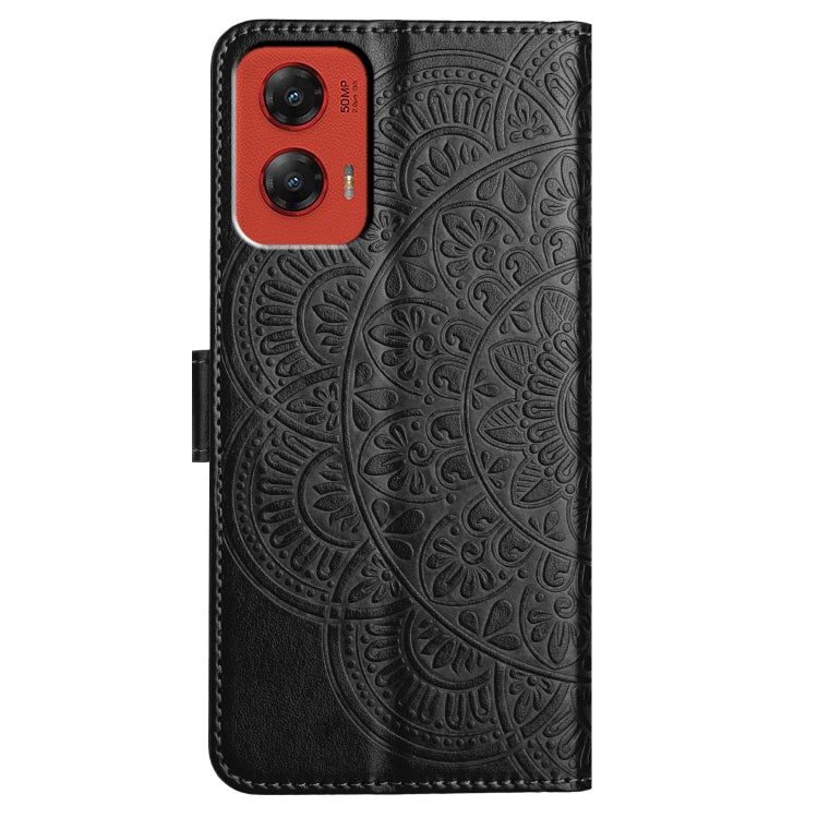 For Motorola Moto G Stylus 5G 2024 Flower Embossed Leather Phone Case(Black) by buy2fix