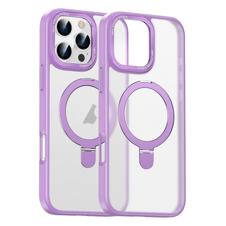 For iPhone 16 Pro Skin Feel MagSafe Magnetic Holder Phone Case(Purple) by buy2fix