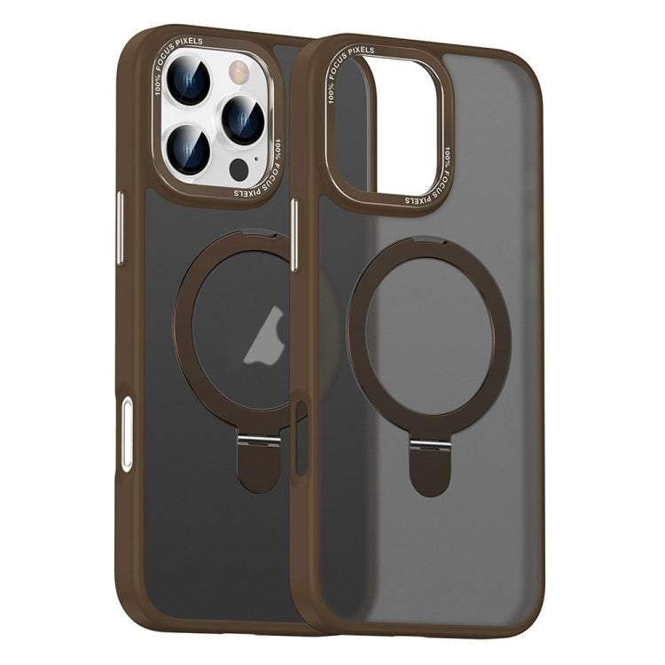 For iPhone 16 Pro Max Skin Feel MagSafe Magnetic Holder Phone Case(Bronze Gold) - iPhone 16 Pro Max Cases by buy2fix | Online Shopping UK | buy2fix