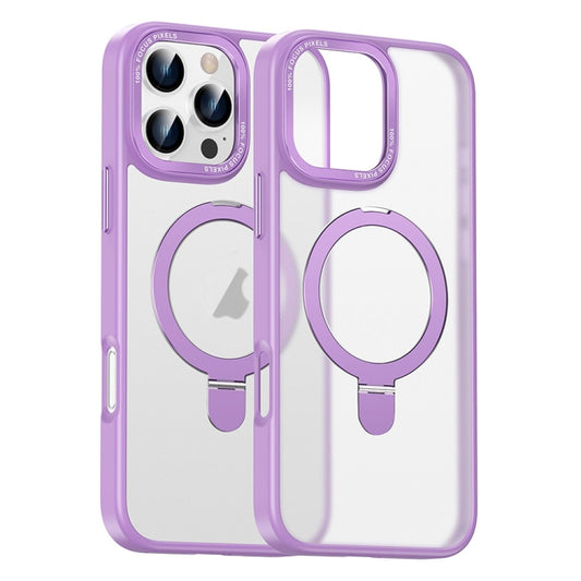 For iPhone 16 Pro Max Skin Feel MagSafe Magnetic Holder Phone Case(Purple) by buy2fix