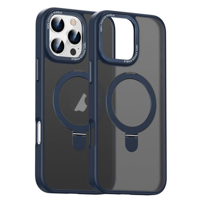 For iPhone 16 Pro Max Skin Feel MagSafe Magnetic Holder Phone Case(Dark Blue) - iPhone 16 Pro Max Cases by buy2fix | Online Shopping UK | buy2fix