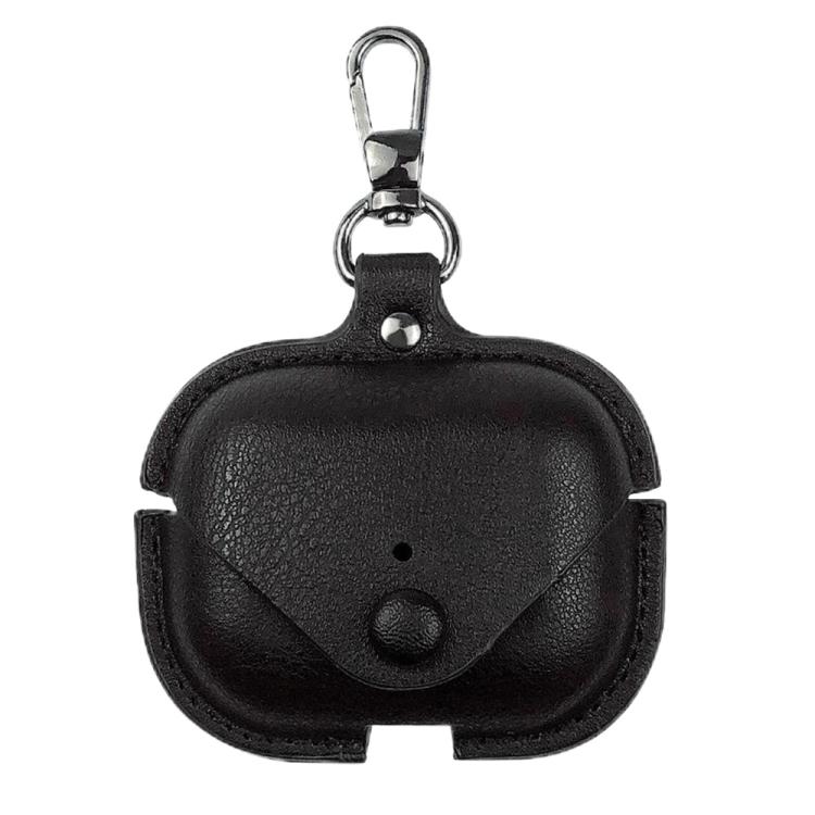 For AirPods Pro 3 Business Leather Earphone Protective Case with Hook(Black) - For AirPods Pro 3 by buy2fix | Online Shopping UK | buy2fix