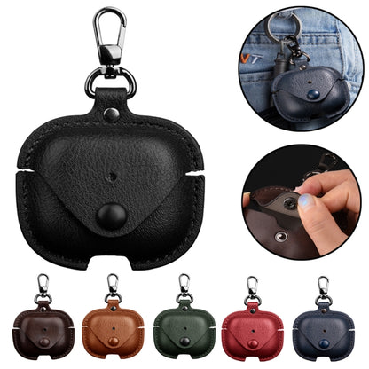 For AirPods Pro 3 Business Leather Earphone Protective Case with Hook(Black) - For AirPods Pro 3 by buy2fix | Online Shopping UK | buy2fix