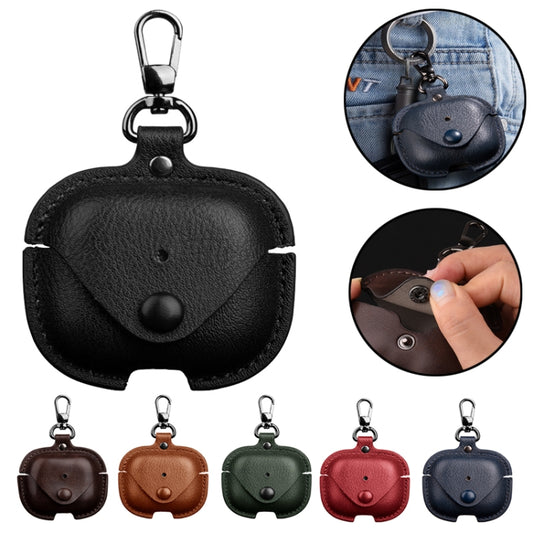 For AirPods Pro 3 Business Leather Earphone Protective Case with Hook(Black) - For AirPods Pro 3 by buy2fix | Online Shopping UK | buy2fix