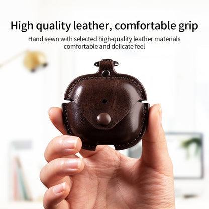 For AirPods Pro 3 Business Leather Earphone Protective Case with Hook(Black) - For AirPods Pro 3 by buy2fix | Online Shopping UK | buy2fix