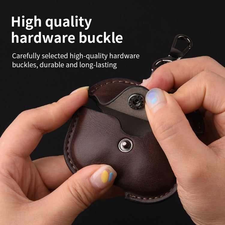 For AirPods Pro 3 Business Leather Earphone Protective Case with Hook(Black) - For AirPods Pro 3 by buy2fix | Online Shopping UK | buy2fix