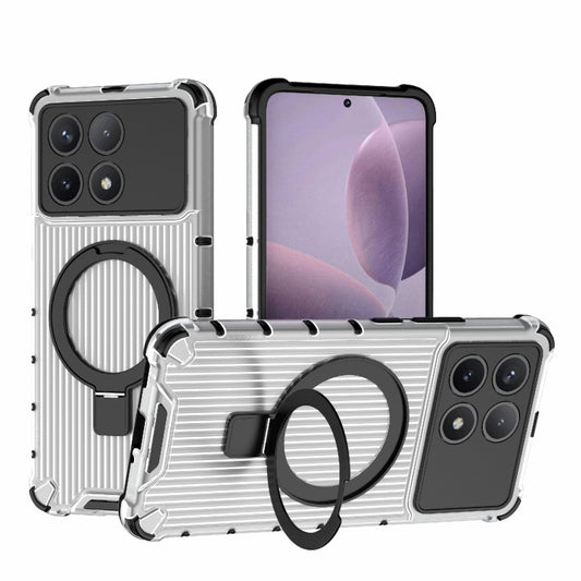 For Redmi K70 5G Grating Holder Shockproof Phone Case(Transparent) - Xiaomi Cases by buy2fix | Online Shopping UK | buy2fix