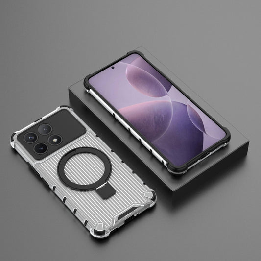 For Redmi K70 5G Grating Holder Shockproof Phone Case(Transparent) - Xiaomi Cases by buy2fix | Online Shopping UK | buy2fix