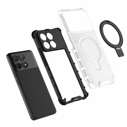 For Redmi K70 5G Grating Holder Shockproof Phone Case(Transparent) - Xiaomi Cases by buy2fix | Online Shopping UK | buy2fix
