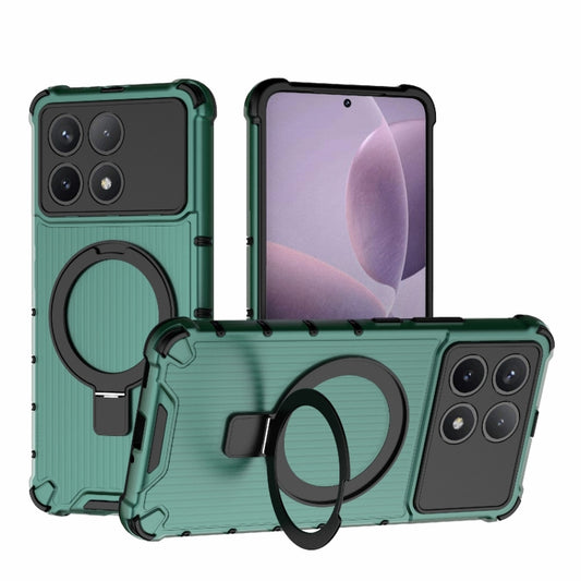 For Redmi K70 5G Grating Holder Shockproof Phone Case(Green) - Xiaomi Cases by buy2fix | Online Shopping UK | buy2fix