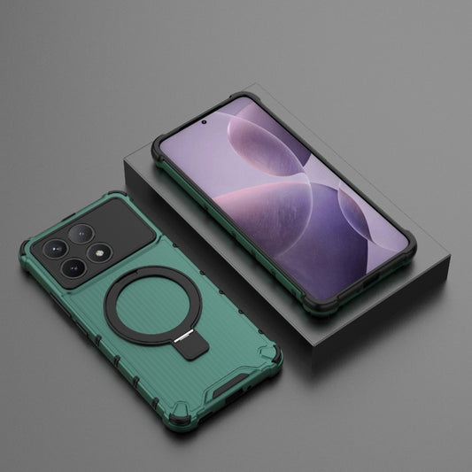 For Redmi K70 5G Grating Holder Shockproof Phone Case(Green) - Xiaomi Cases by buy2fix | Online Shopping UK | buy2fix