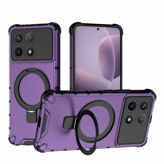 For Redmi K70 5G Grating Holder Shockproof Phone Case(Purple) - Xiaomi Cases by buy2fix | Online Shopping UK | buy2fix