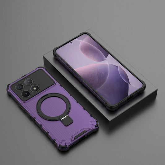 For Redmi K70 5G Grating Holder Shockproof Phone Case(Purple) - Xiaomi Cases by buy2fix | Online Shopping UK | buy2fix