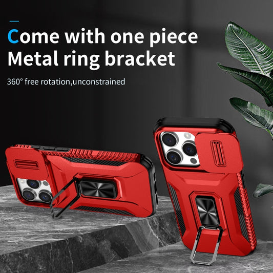 For iPhone 16 Pro Sliding Camshield Holder Phone Case(Red) by buy2fix