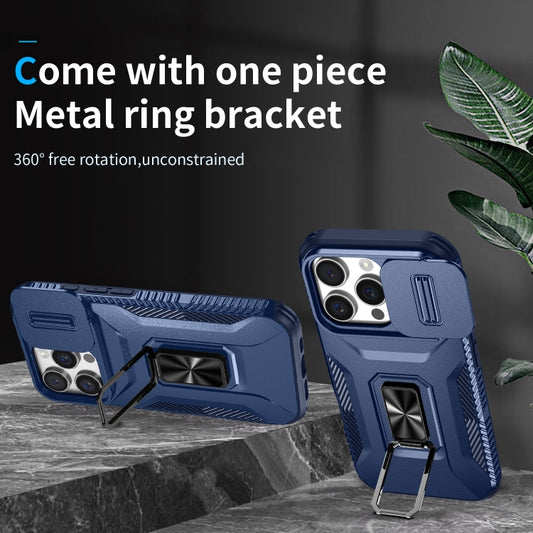 For iPhone 16 Pro Sliding Camshield Holder Phone Case(Blue) by buy2fix