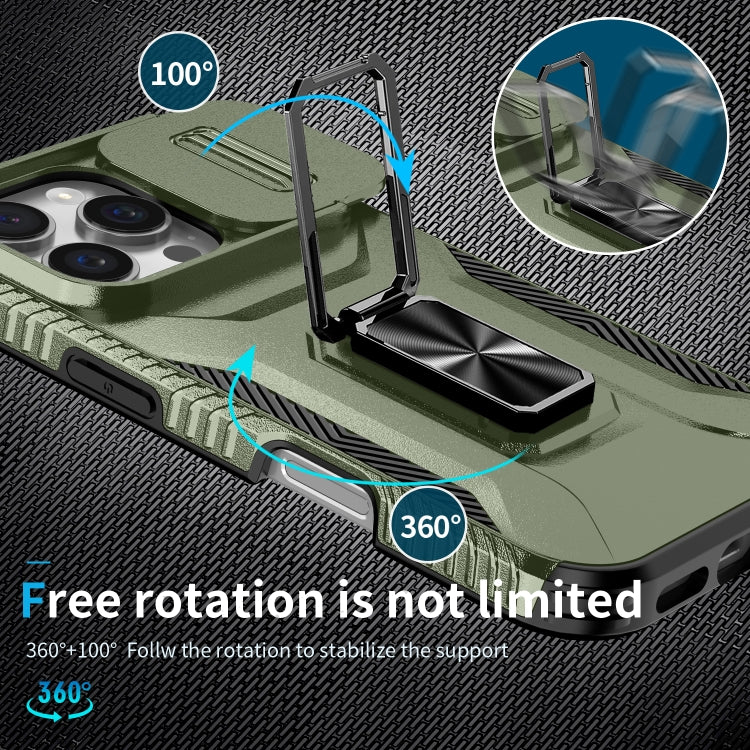 For iPhone 16 Pro Max Sliding Camshield Holder Phone Case(Alpine Green) by buy2fix