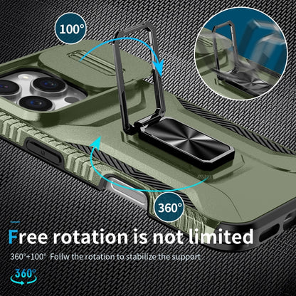 For iPhone 16 Pro Max Sliding Camshield Holder Phone Case(Alpine Green) by buy2fix