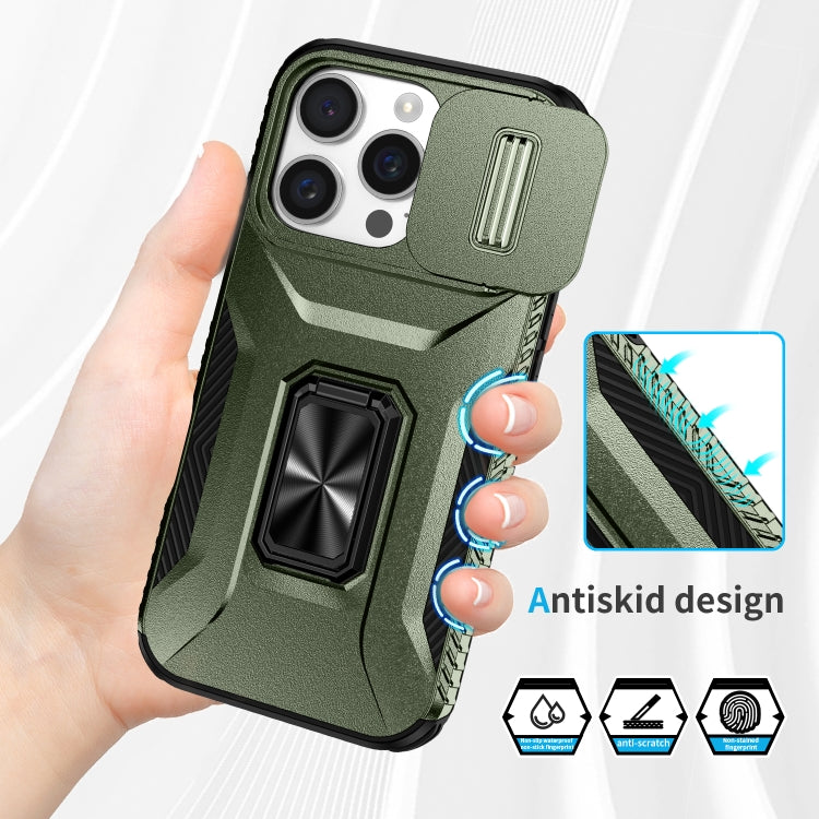 For iPhone 16 Pro Max Sliding Camshield Holder Phone Case(Alpine Green) by buy2fix