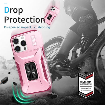 For iPhone 16 Pro Max Sliding Camshield Holder Phone Case(Pink + Rose Red) by buy2fix