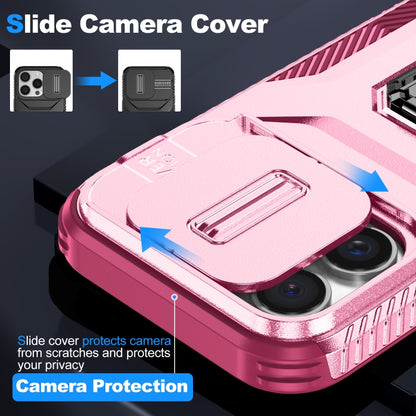 For iPhone 16 Pro Max Sliding Camshield Holder Phone Case(Pink + Rose Red) by buy2fix