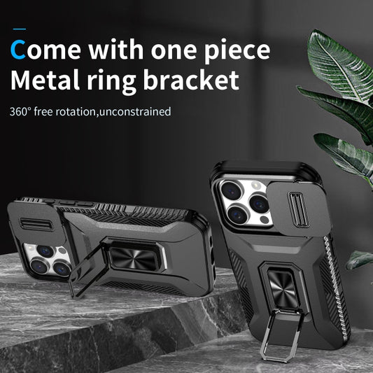 For iPhone 16 Pro Max Sliding Camshield Holder Phone Case(Black) by buy2fix