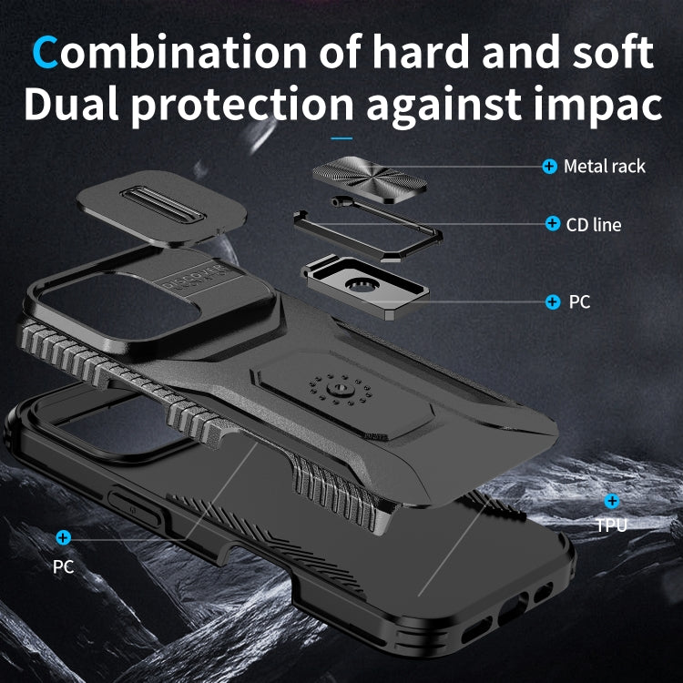 For iPhone 16 Pro Max Sliding Camshield Holder Phone Case(Black) by buy2fix