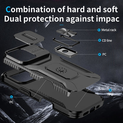 For iPhone 16 Pro Max Sliding Camshield Holder Phone Case(Black) by buy2fix