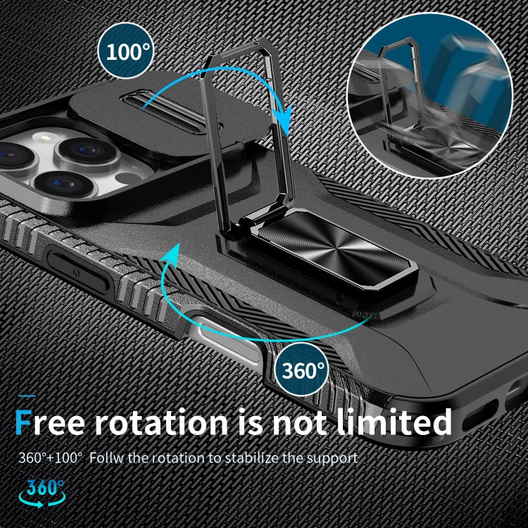 For iPhone 16 Pro Max Sliding Camshield Holder Phone Case(Black) by buy2fix