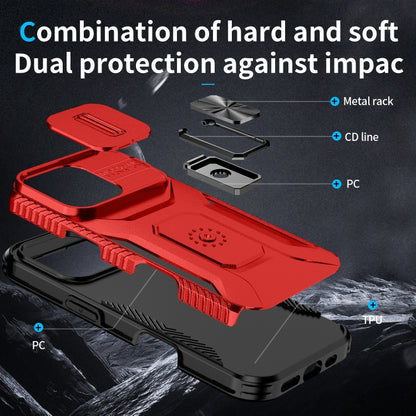 For iPhone 16 Pro Max Sliding Camshield Holder Phone Case(Red) by buy2fix