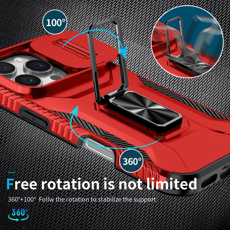 For iPhone 16 Pro Max Sliding Camshield Holder Phone Case(Red) by buy2fix
