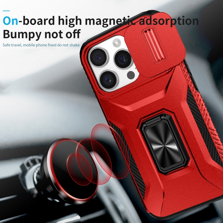 For iPhone 16 Pro Max Sliding Camshield Holder Phone Case(Red) by buy2fix