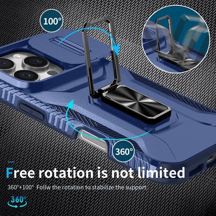 For iPhone 16 Pro Max Sliding Camshield Holder Phone Case(Blue) by buy2fix