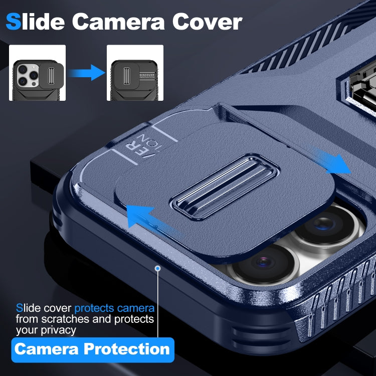 For iPhone 16 Pro Max Sliding Camshield Holder Phone Case(Blue) by buy2fix