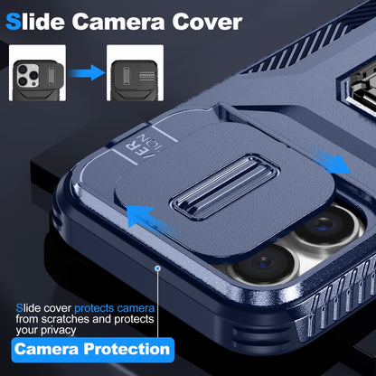 For iPhone 16 Pro Max Sliding Camshield Holder Phone Case(Blue) by buy2fix