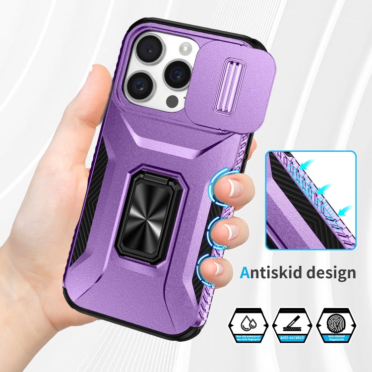 For iPhone 16 Pro Max Sliding Camshield Holder Phone Case(Purple) by buy2fix
