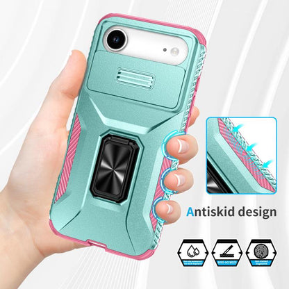 For iPhone Air Sliding Camshield Holder Phone Case(Pink + Grey Green) - iPhone Air Cases by buy2fix | Online Shopping UK | buy2fix