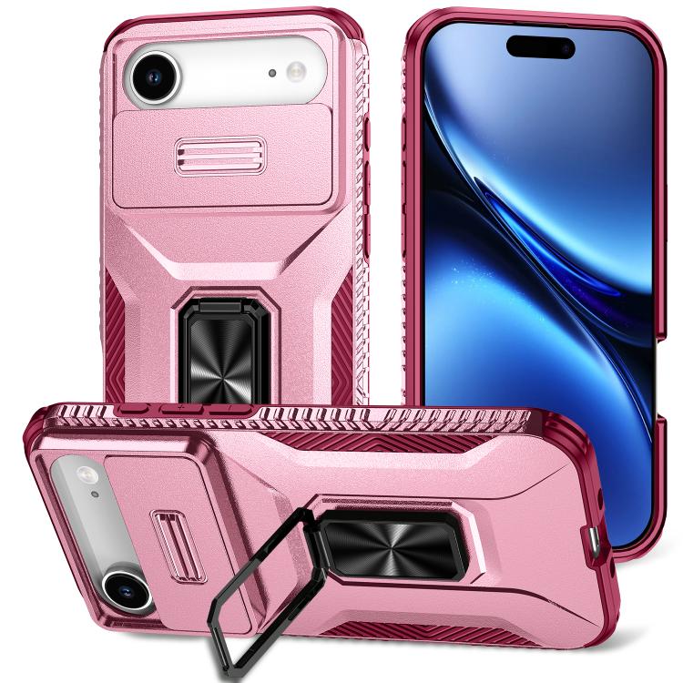 For iPhone Air Sliding Camshield Holder Phone Case(Pink + Rose Red) - iPhone Air Cases by buy2fix | Online Shopping UK | buy2fix
