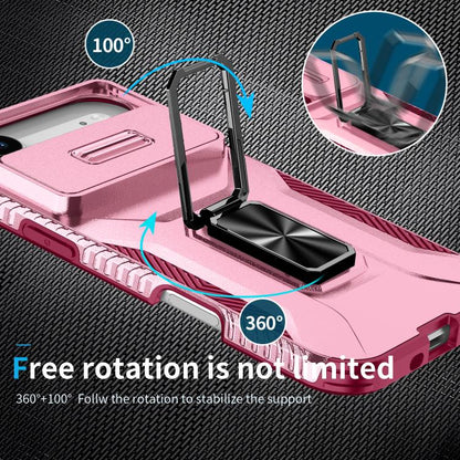 For iPhone Air Sliding Camshield Holder Phone Case(Pink + Rose Red) - iPhone Air Cases by buy2fix | Online Shopping UK | buy2fix