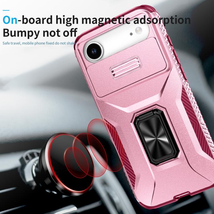 For iPhone Air Sliding Camshield Holder Phone Case(Pink + Rose Red) - iPhone Air Cases by buy2fix | Online Shopping UK | buy2fix