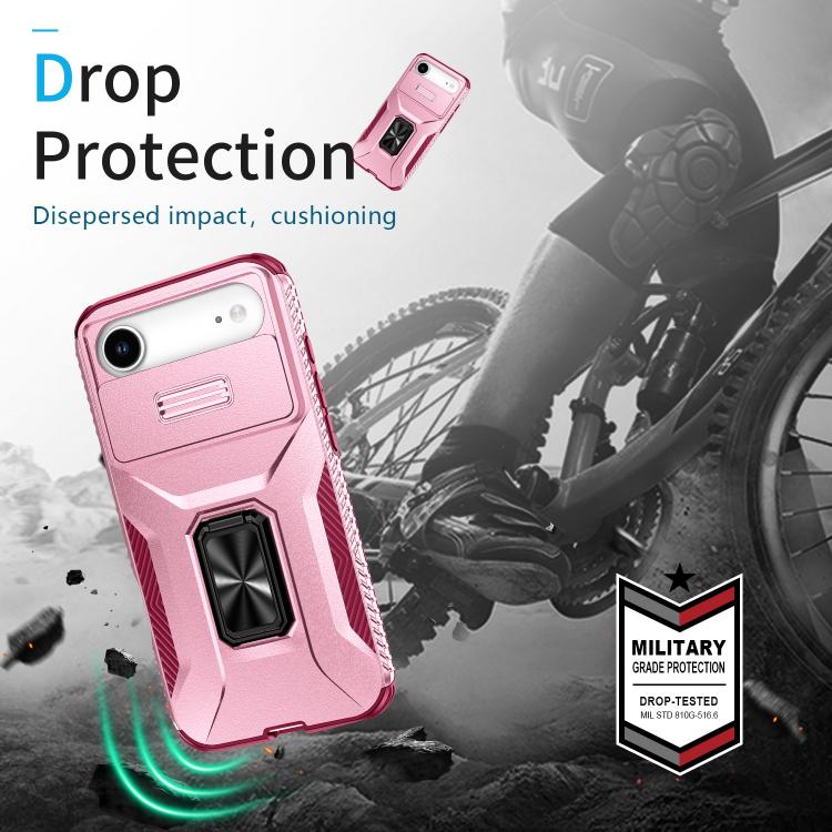 For iPhone Air Sliding Camshield Holder Phone Case(Pink + Rose Red) - iPhone Air Cases by buy2fix | Online Shopping UK | buy2fix