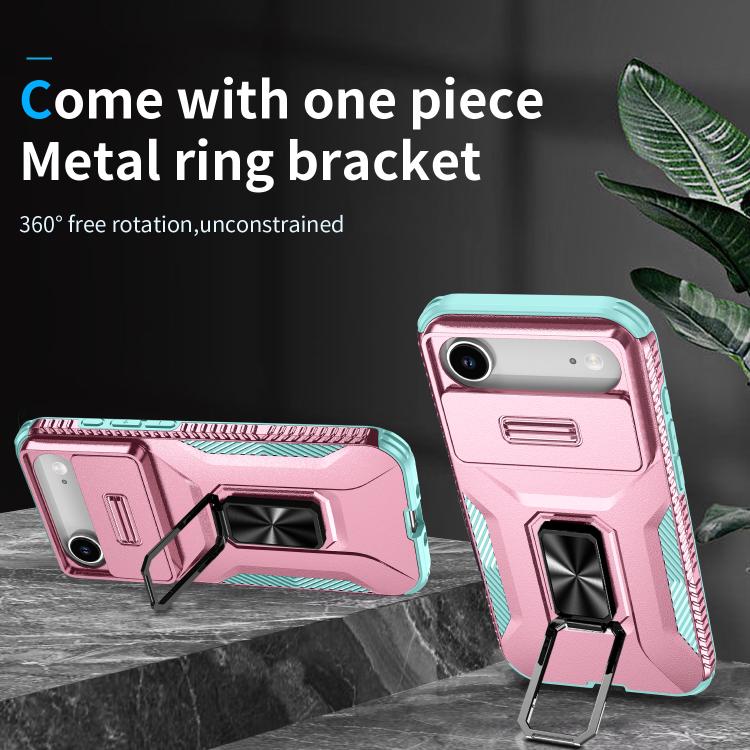 For iPhone Air Sliding Camshield Holder Phone Case(Grey Green + Pink) - iPhone Air Cases by buy2fix | Online Shopping UK | buy2fix