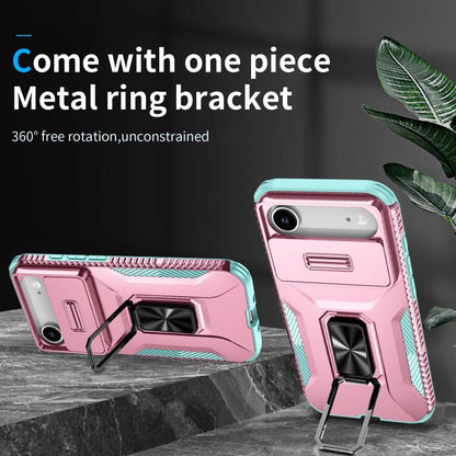 For iPhone Air Sliding Camshield Holder Phone Case(Grey Green + Pink) - iPhone Air Cases by buy2fix | Online Shopping UK | buy2fix