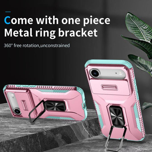 For iPhone Air Sliding Camshield Holder Phone Case(Grey Green + Pink) - iPhone Air Cases by buy2fix | Online Shopping UK | buy2fix