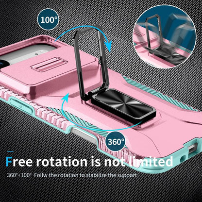 For iPhone Air Sliding Camshield Holder Phone Case(Grey Green + Pink) - iPhone Air Cases by buy2fix | Online Shopping UK | buy2fix