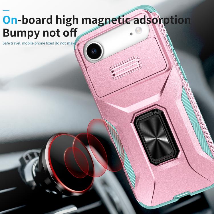 For iPhone Air Sliding Camshield Holder Phone Case(Grey Green + Pink) - iPhone Air Cases by buy2fix | Online Shopping UK | buy2fix
